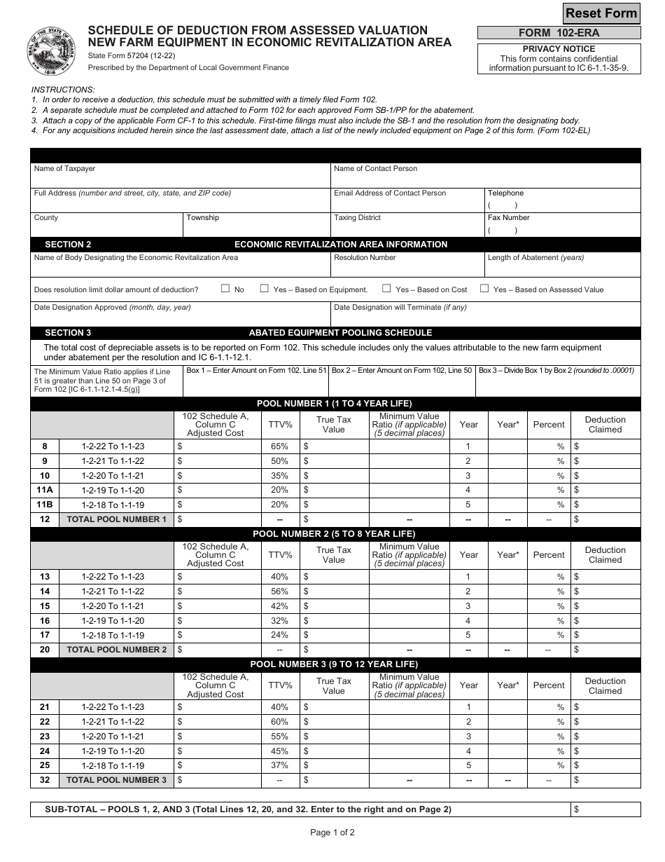 State Form 57204 (102ERA) Fill Out, Sign Online and Download