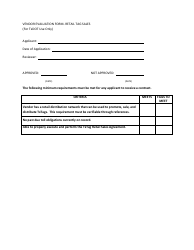 Document preview: Vendor Evaluation Form - Retail Tag Sales - Texas