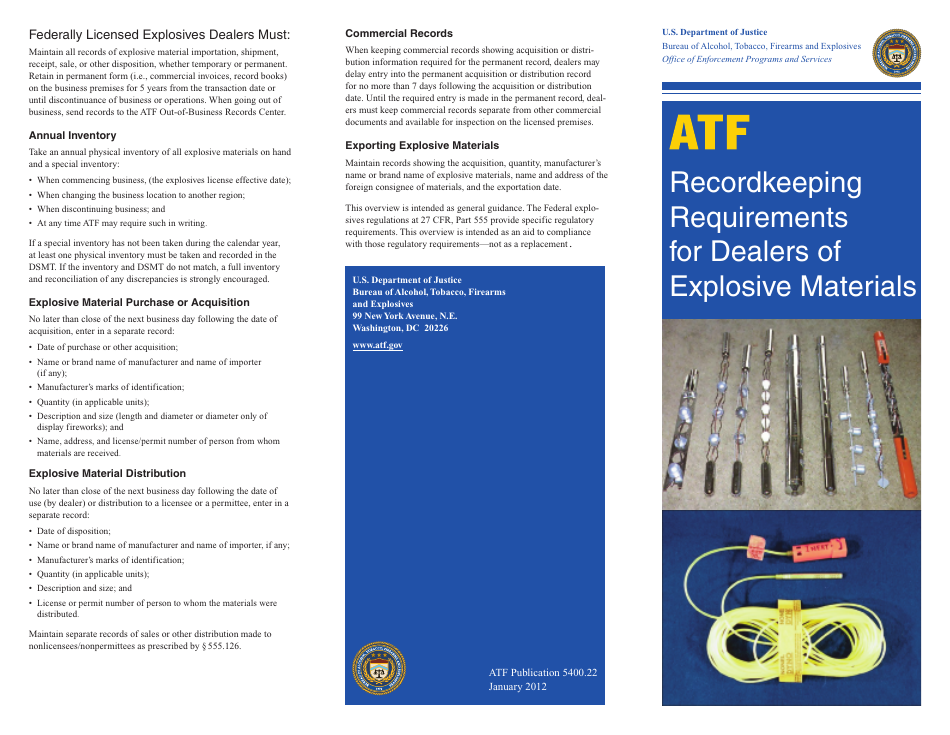 Recordkeeping Requirements for Dealers of Explosive Materials - Example, Page 1