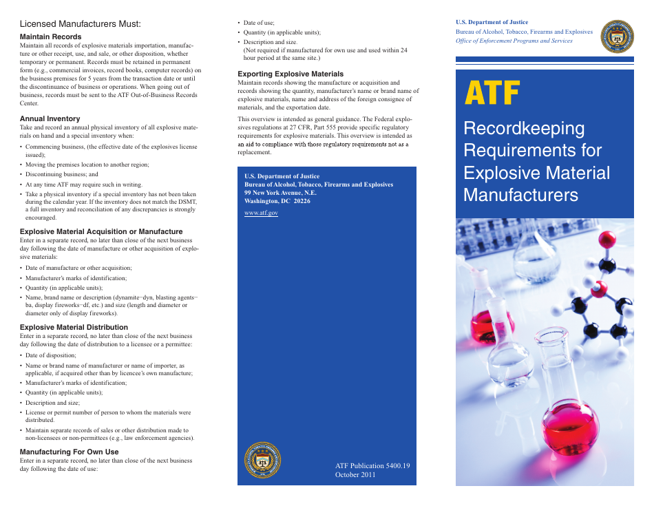 Recordkeeping Requirements for Explosive Material Manufacturers - Example, Page 1