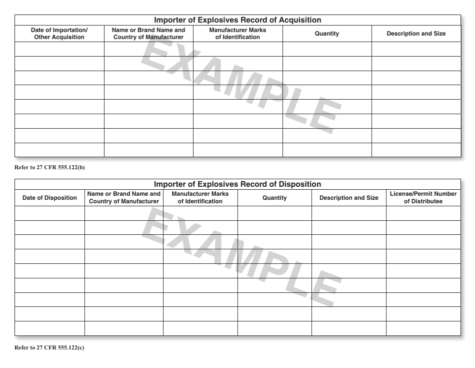 Recordkeeping Requirements for Explosive Material Importers - Example, Page 2