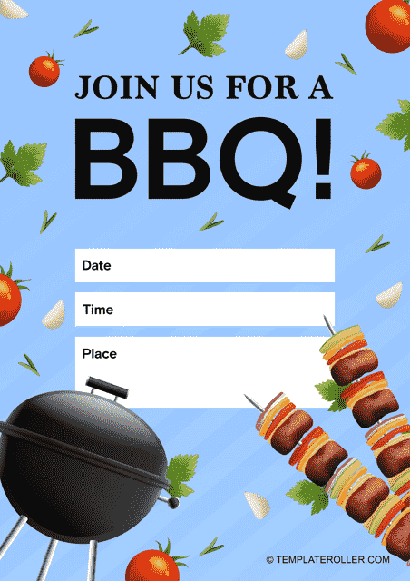 BBQ Invitation Template in Blue Color