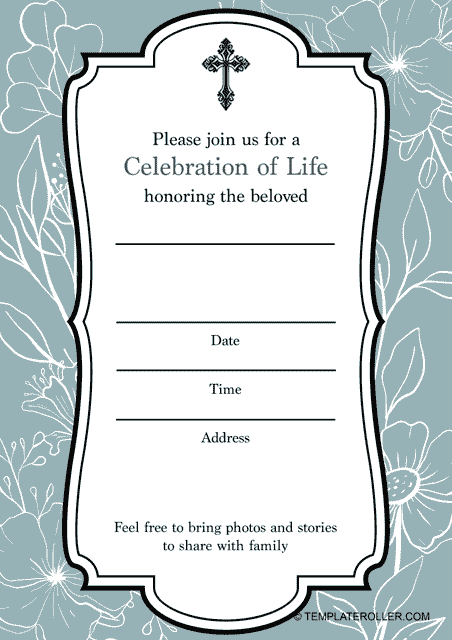 Funeral Invitation Template in Grey Design
