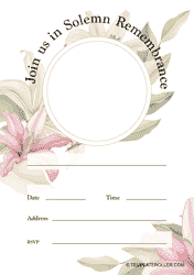Document preview: Funeral Invitation Template - Flower