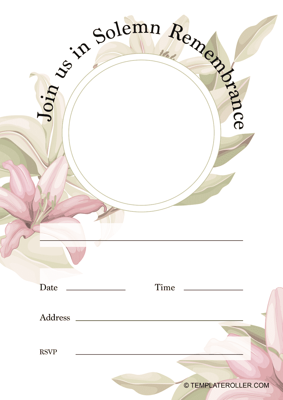 Funeral Invitation - Flower Template | Customize and Personalize