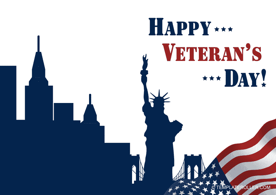 Veterans Day Card Template - the Statue of Liberty