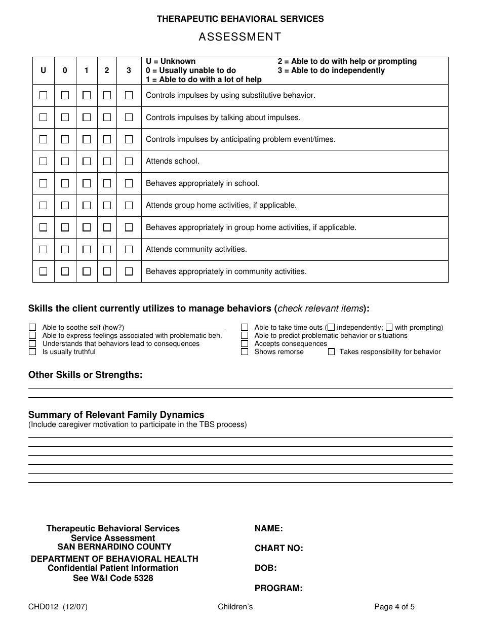 Form CHD012 Assessment - San Bernardino County, California, Page 4