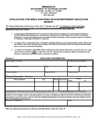 Form MDVA-3 Application for Mdva Surviving Spouse/Dependent Education Benefit - Minnesota