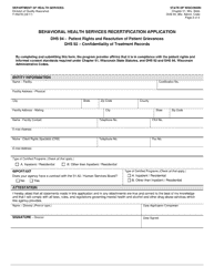 Form F-00276 Behavioral Health Services Recertification Application - DHS 94 Patients Rights and Resolution of Patient Grievances DHS 92 Confidentiality of Treatment Records - Wisconsin, Page 2