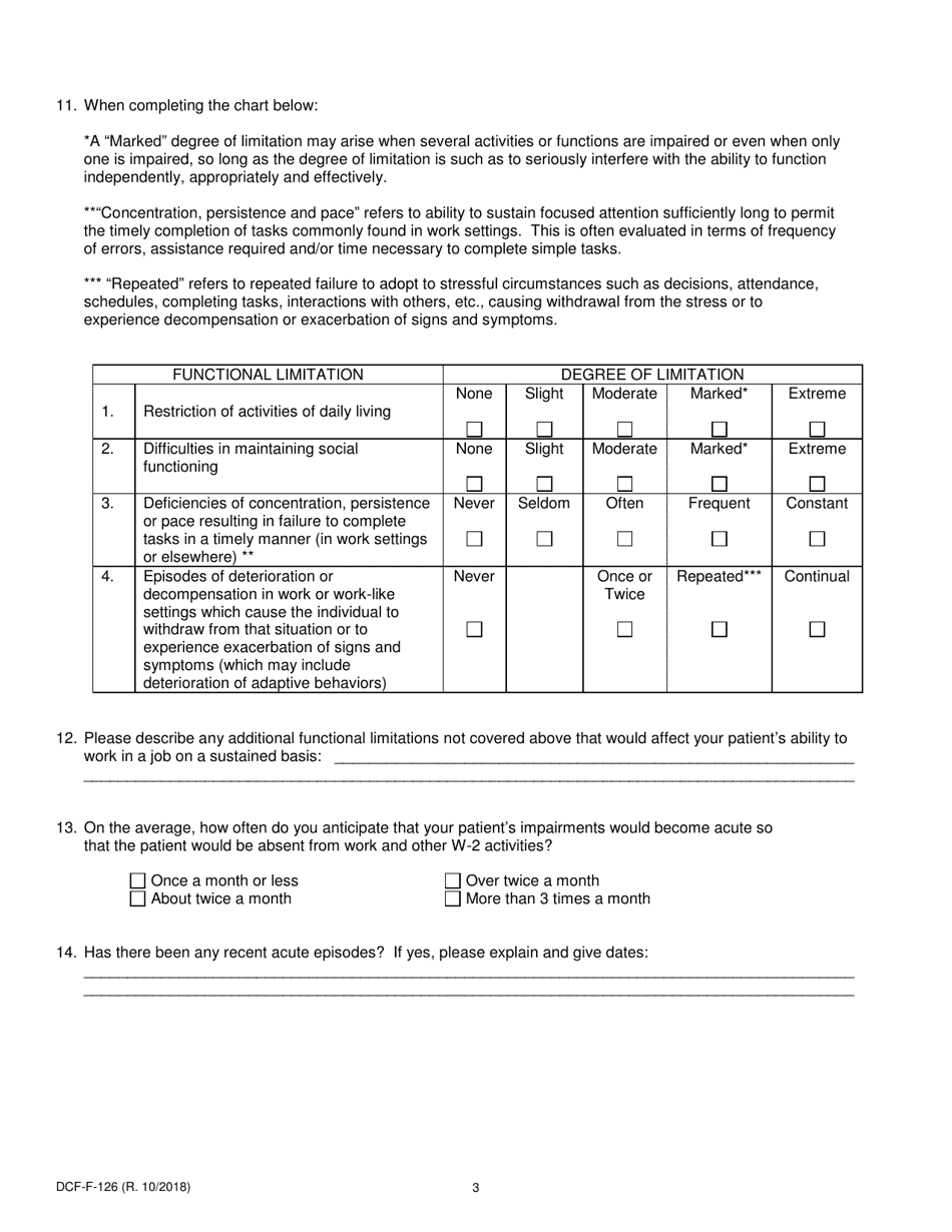 Form DCF-F-126 Mental Health Report - Wisconsin, Page 3