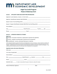 Document preview: Power of Attorney Form - Angel Tax Credit Program - Minnesota