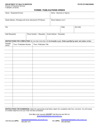 Document preview: Form F-80025A Forms/Publications Order - Wisconsin