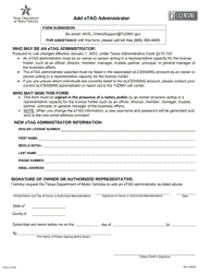 Document preview: Form LF702 Add Etag Administrator - Texas