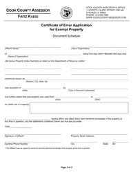 Certificate of Error Application for Exempt Property - Cook County, Illinois, Page 3