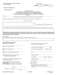 Document preview: Automatic License Plate Camera Permit - Louisiana