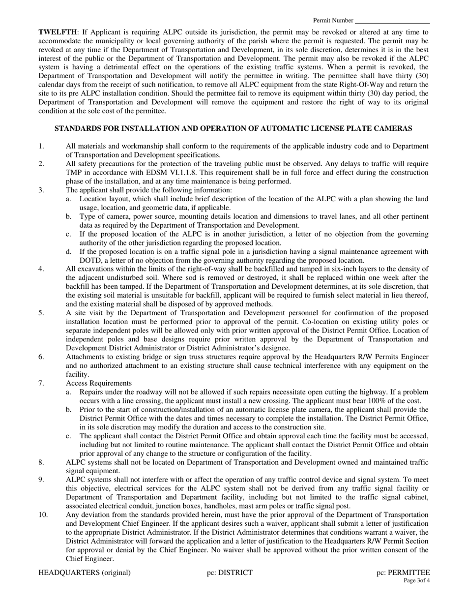 Automatic License Plate Camera Permit - Louisiana, Page 3