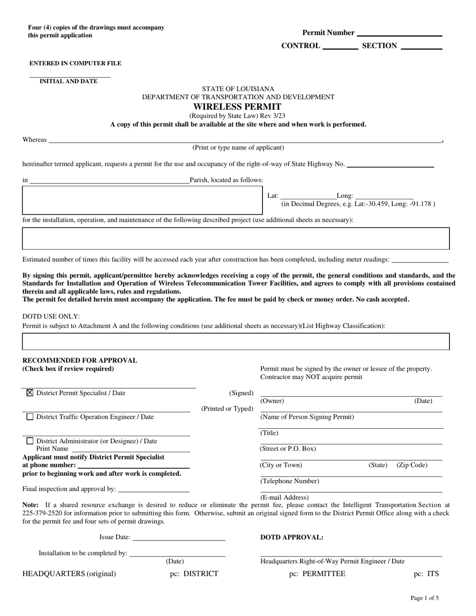Wireless Permit - Louisiana, Page 1