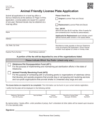 Form 710-B Animal Friendly License Plate Application - Oklahoma