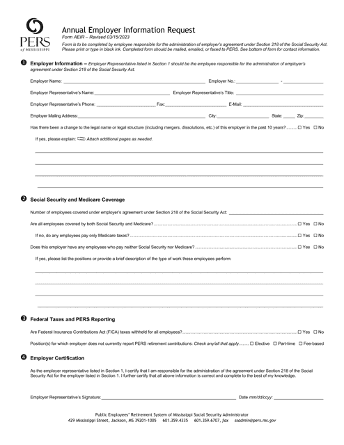 Form AEIR Annual Employer Information Request - Mississippi