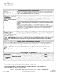 Form EXE1 Application for Exemption From Business Operations Tax - City of Sacramento, California, Page 2