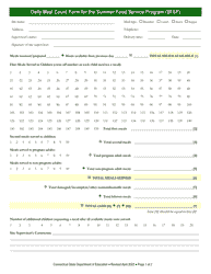 Document preview: Daily Meal Count Form for the Summer Food Service Program (Sfsp) - Connecticut