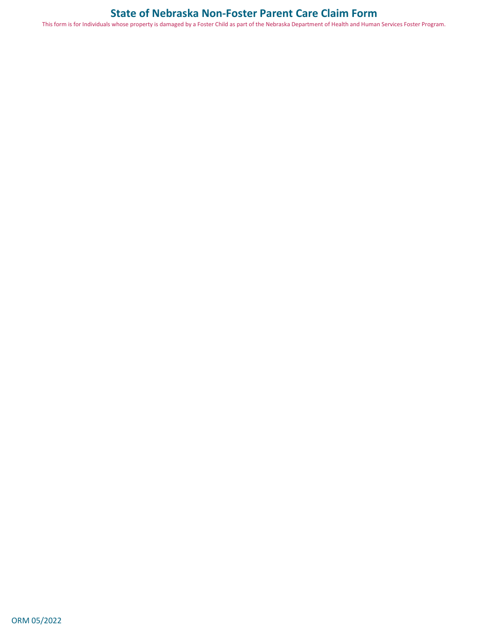 State of Nebraska Non-foster Parent Care Claim Form - Nebraska, Page 2