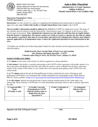 Document preview: Add-A-site Checklist - Administrative or Center Sponsors Adding at-Risk or Outside School Hours Care Facilities Only - Georgia (United States)