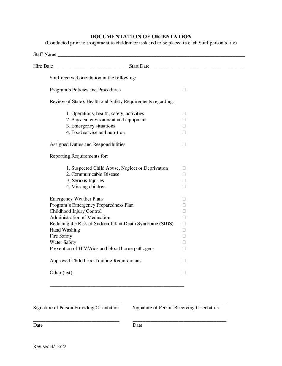Documentation of Orientation - Georgia (United States), Page 1