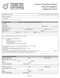 Rising Kindergarten Registration Form - Summer Transition Program - Georgia (United States)
