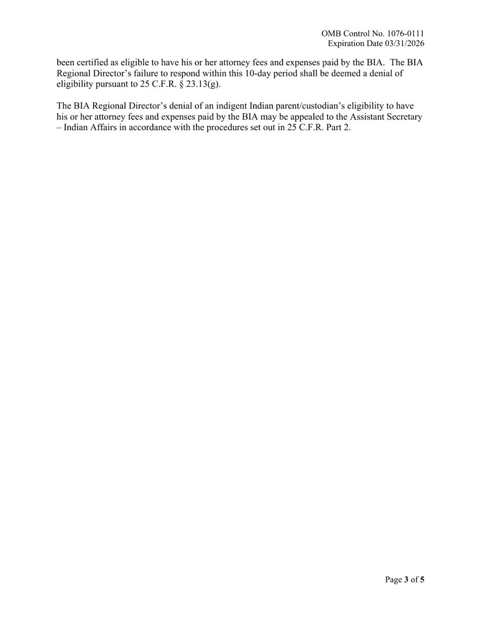 Notice of Appointment of Counsel for an Indigent Indian Parent / Custodian, Page 3