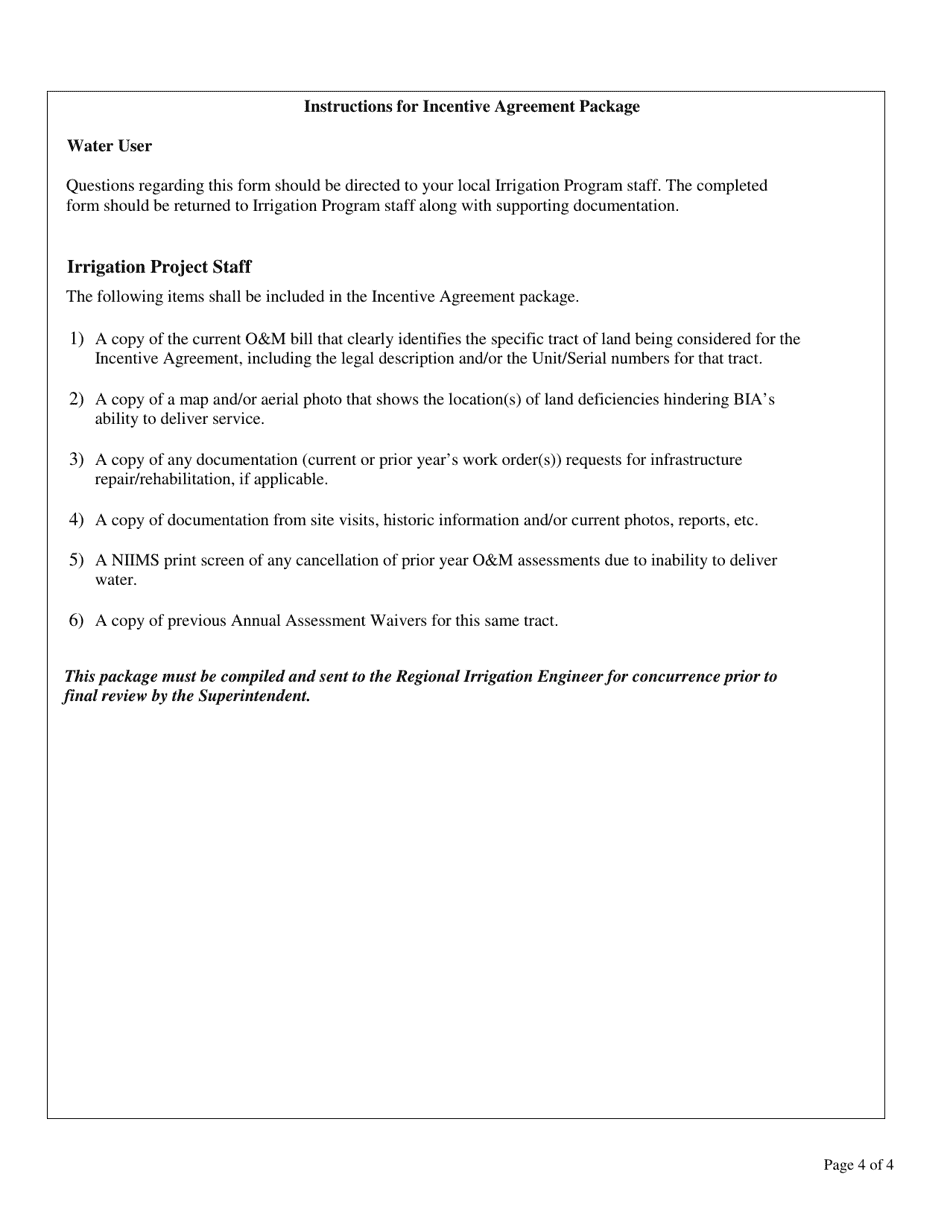 Form BIA-DWP-Irr-104 Incentive Agreement, Page 4