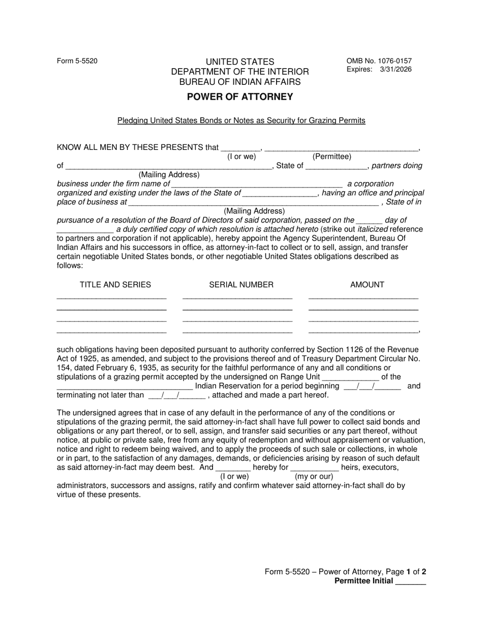 Form 5-5520 Power of Attorney, Page 1