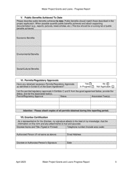 Semi-annual Progress Report Form - Water Project Grants and Loans (Water Supply Development Account) - Oregon, Page 5
