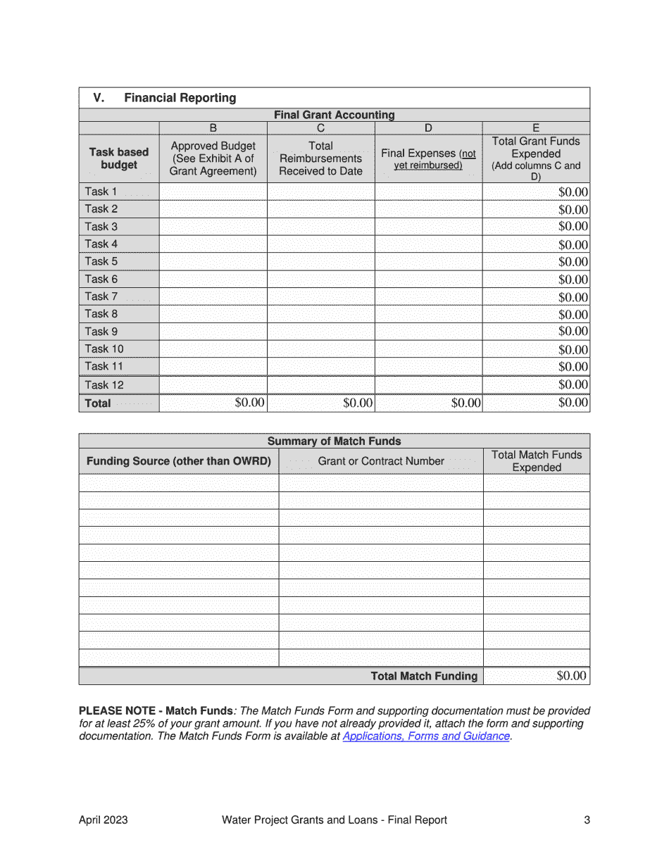 Final Report Form - Water Project Grants and Loans (Water Supply Development Account) - Oregon, Page 3