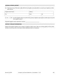 Application for an Emergency Use Permit for Groundwater (Drought) - Oregon, Page 7