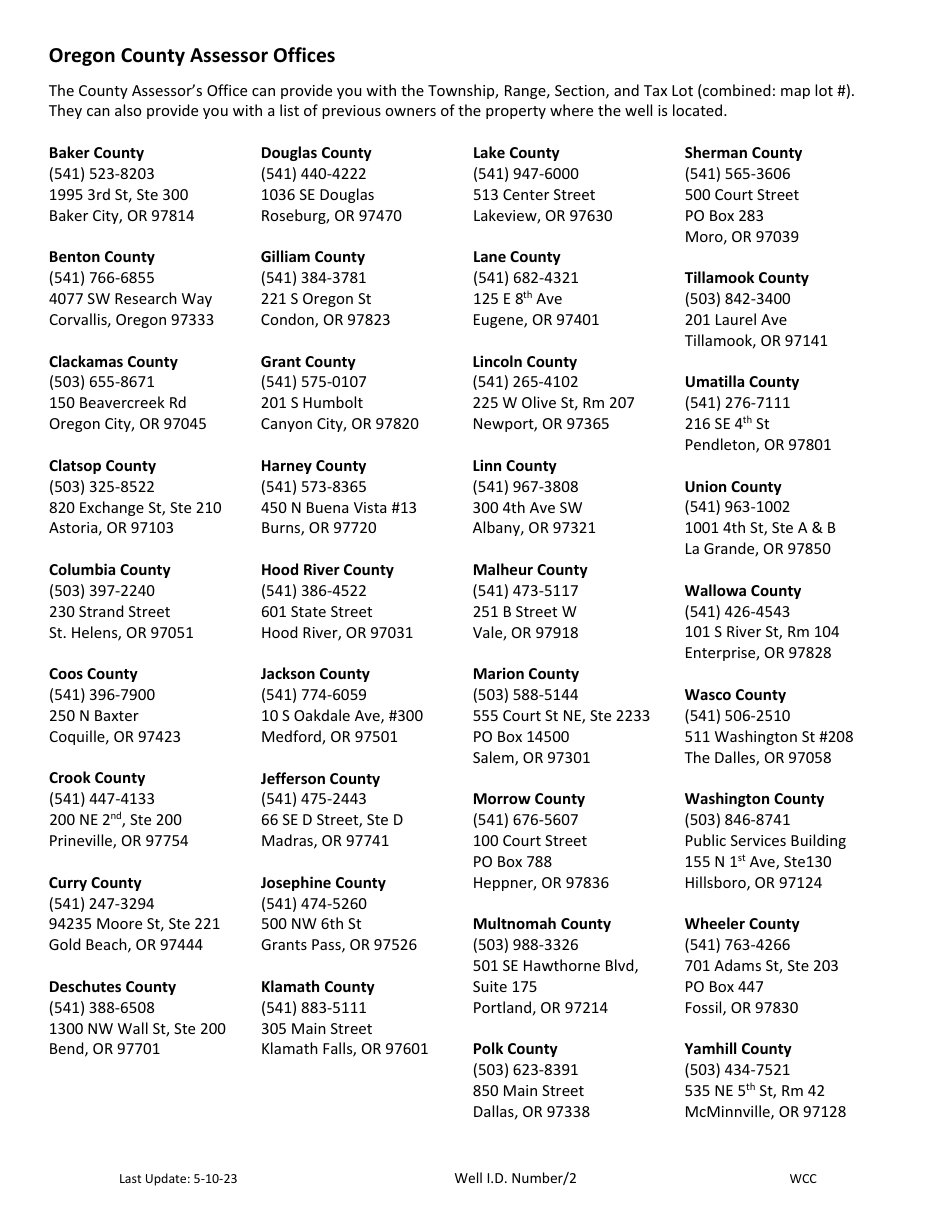 Application for Well Id Number - Oregon, Page 3