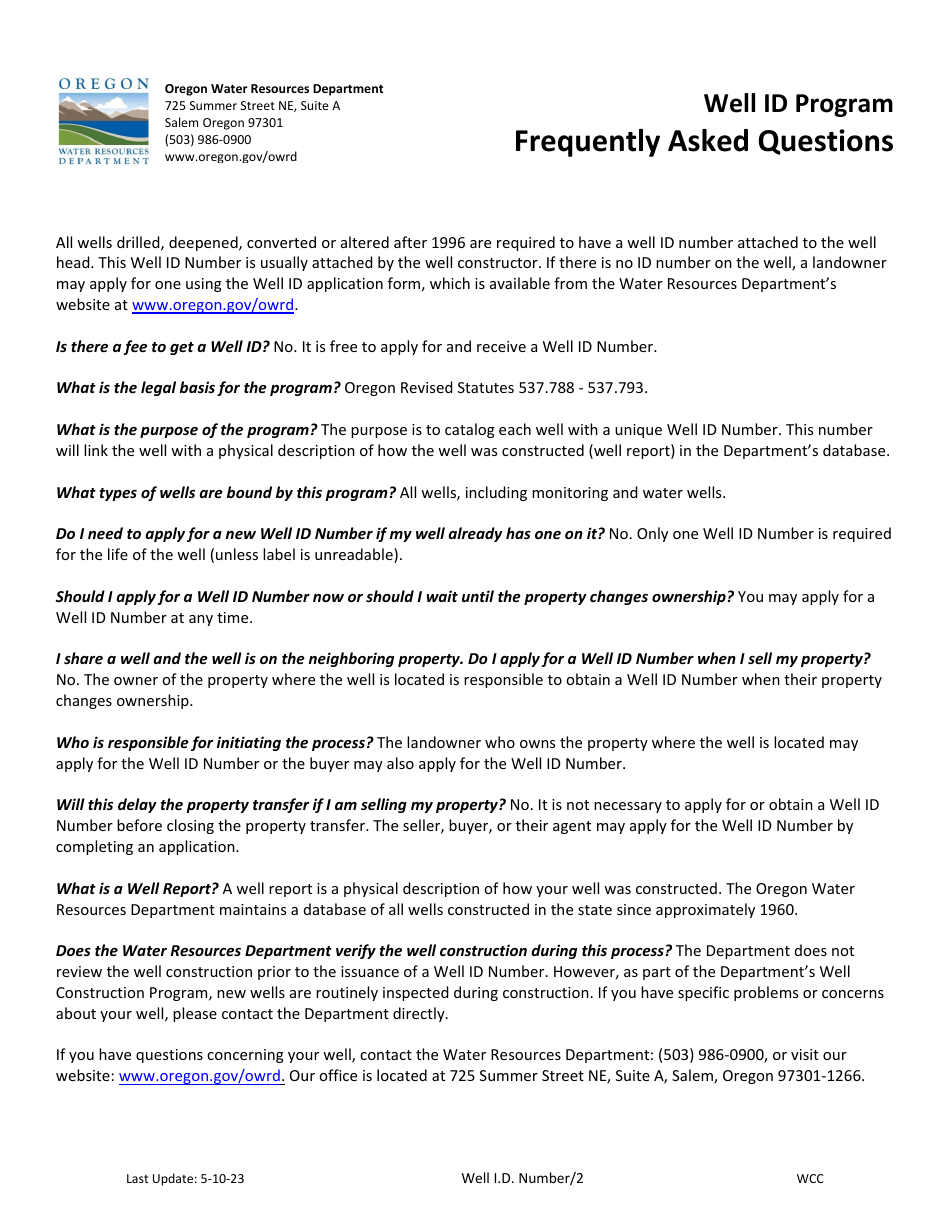 Application for Well Id Number - Oregon, Page 4