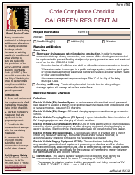 Document preview: Form 164 Code Compliance Checklist - Calgreen Residential - City of Berkeley, California