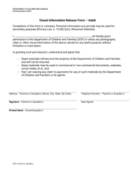 Document preview: Form DCF-F-5419 Visual Information Release Form - Adult - Wisconsin