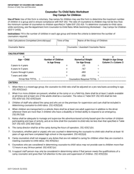 Document preview: Form DCF-F-2424 Counselor-To-Child Ratio Worksheet - Day Camps for Children - Wisconsin