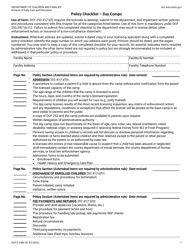 Document preview: Form DCF-F-2409 Policy Checklist - Day Camps - Wisconsin