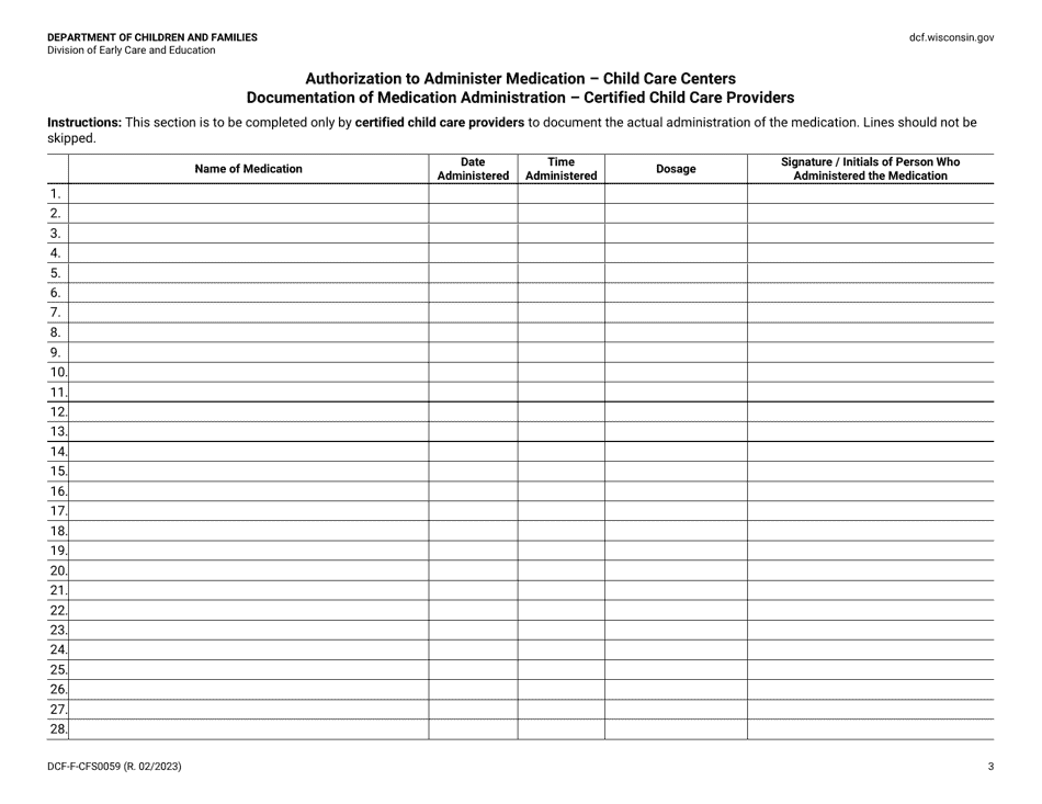 Form DCF-F-CFS0059 Download Printable PDF or Fill Online Authorization ...