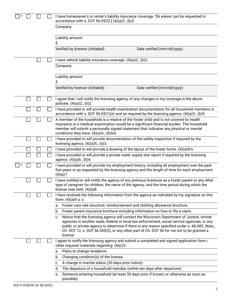 Form Dcf-f-cfs0787 Download Printable Pdf Or Fill Online Child Foster 