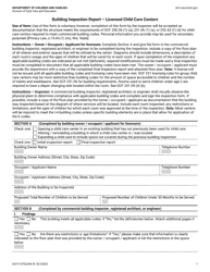 Form DCF-F-CFS2344 Building Inspection Report - Licensed Child Care Centers - Wisconsin