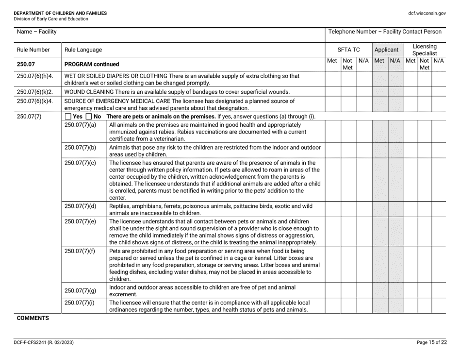 Form DCF-F-CFS2241 Download Printable PDF or Fill Online Initial ...