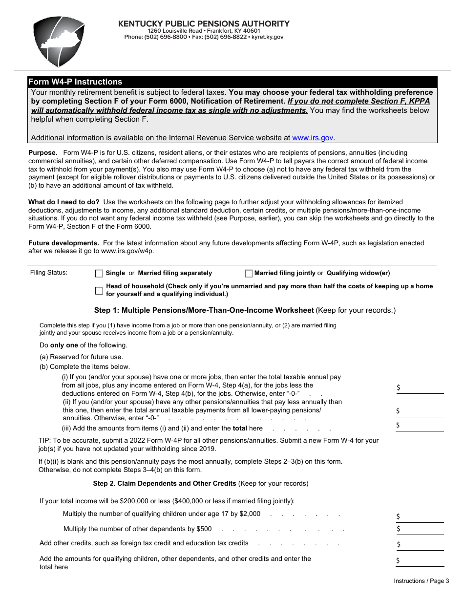 Form 6000 Notification of Retirement - Kentucky, Page 3