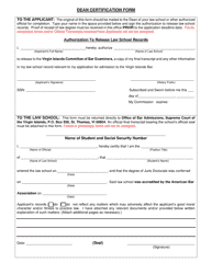 Document preview: Dean Certification Form - Virgin Islands