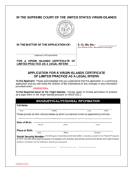 Document preview: Application for a Virgin Islands Certificate of Limited Practice as a Legal Intern - Virgin Islands