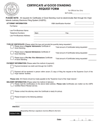 Document preview: Certificate of Good Standing Request Form - Virgin Islands