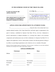Document preview: Application for Appointment to Attorney Panel - Virgin Islands